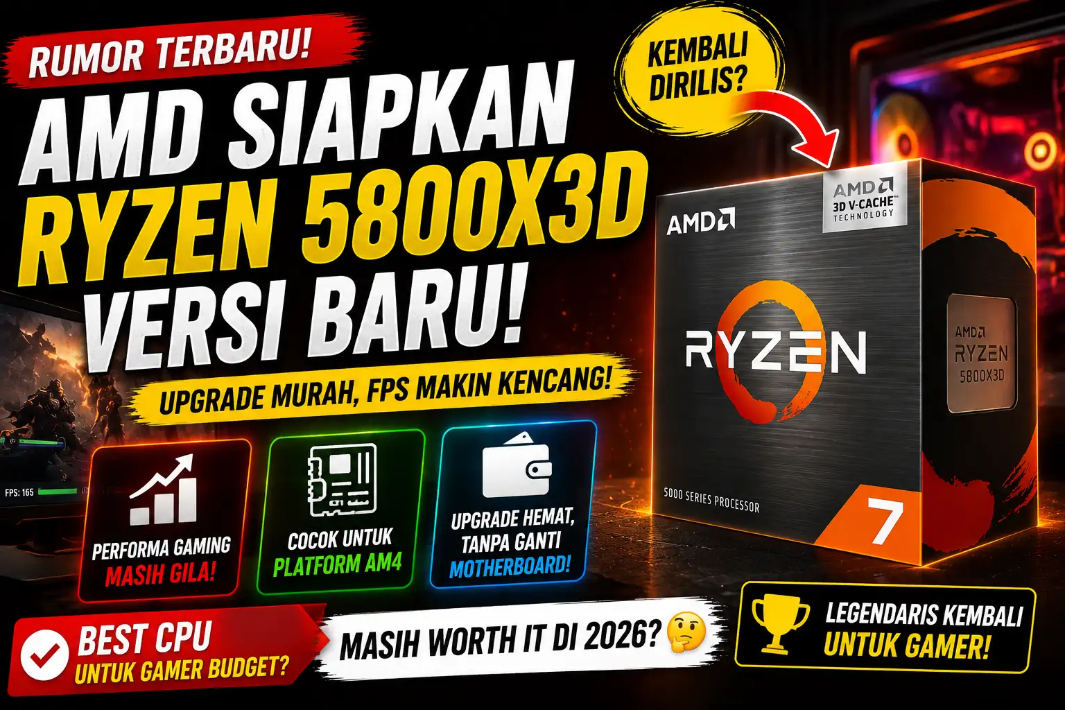 AMD Dikabarkan Akan Hadirkan Kembali Ryzen 7 5800X3D untuk Gamer Budget