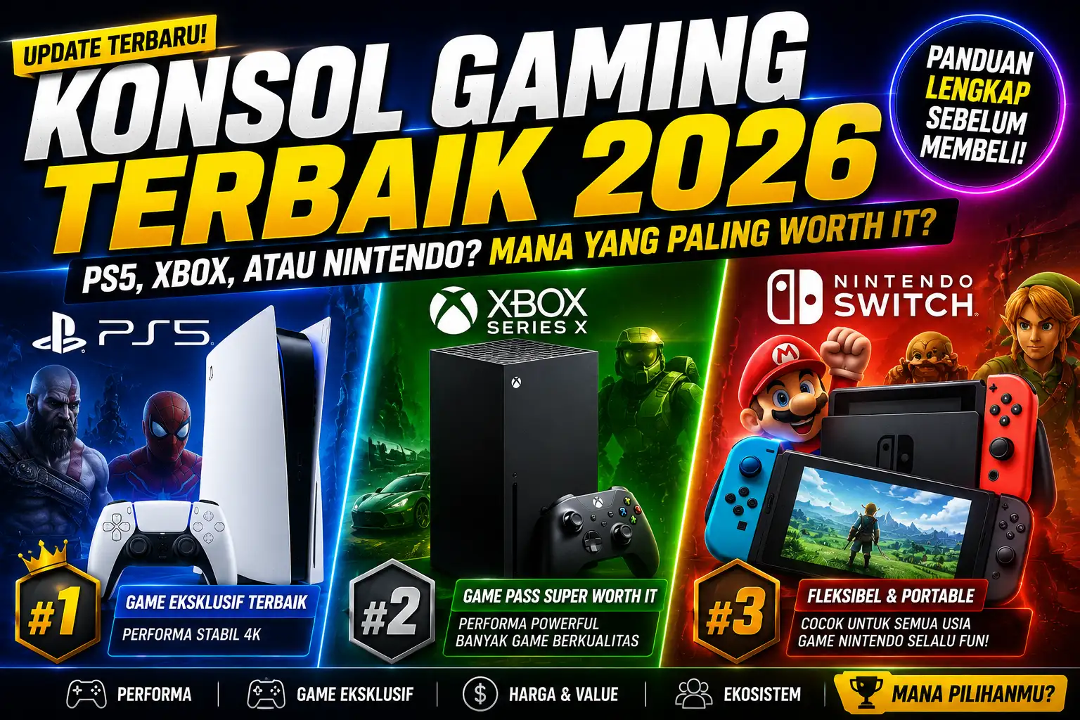 Konsol Gaming Terbaik 2026: PS5, Xbox, atau Nintendo?
