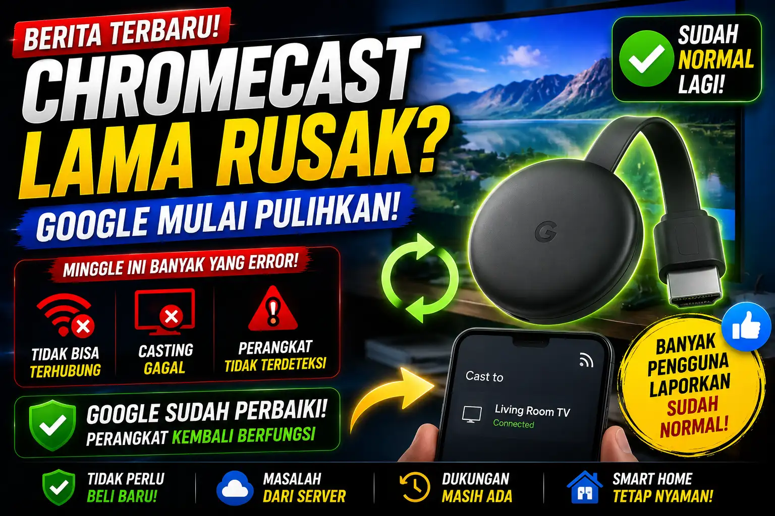 Chromecast Lama Mendadak Rusak, Kini Google Mulai Memulihkannya